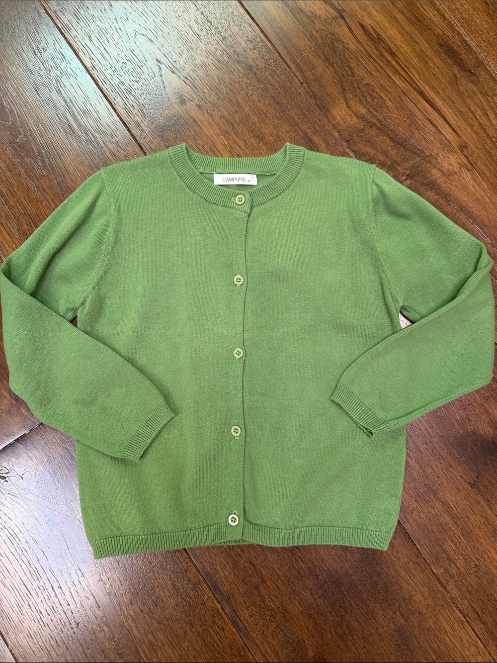 Campure - Girls’ Cardigan Cotton Button Down Sweater - Green - Size: 6Y